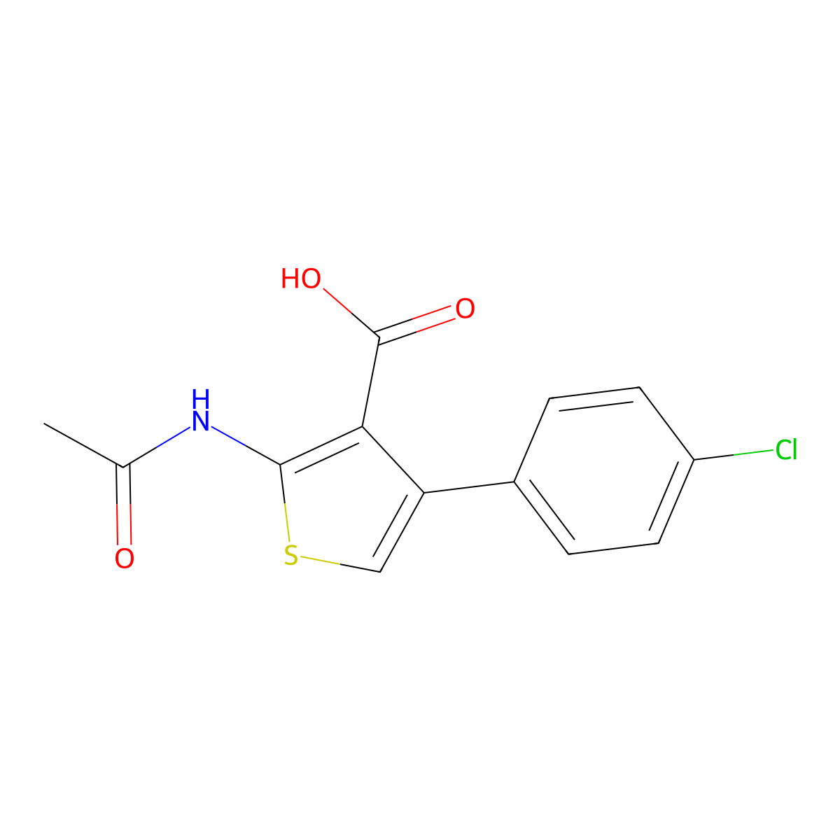 4-(4-Chlorophenyl)-2-acetamidothiophene-3-carboxylic acid molecular structure, CAS 1137055-68-5
