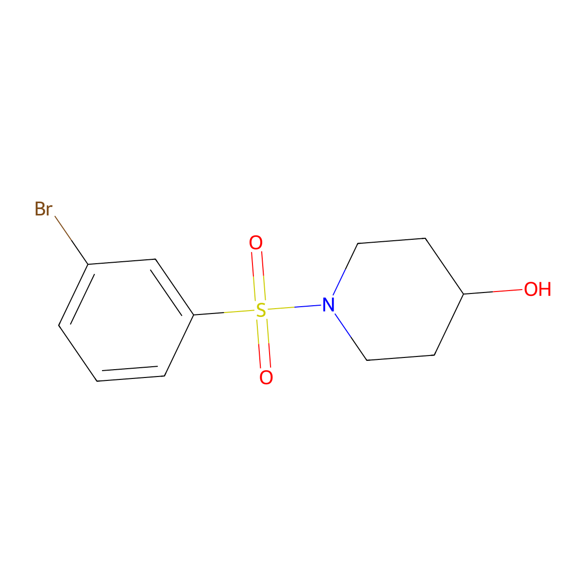 1-((3-Bromophenyl)sulfonyl)piperidin-4-ol molecular structure, CAS 1137091-56-5