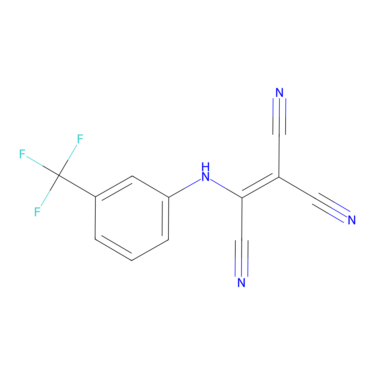 Ethenetricarbonitrile, [[3-(trifluoromethyl)phenyl]amino]- molecular structure, CAS 113710-34-2