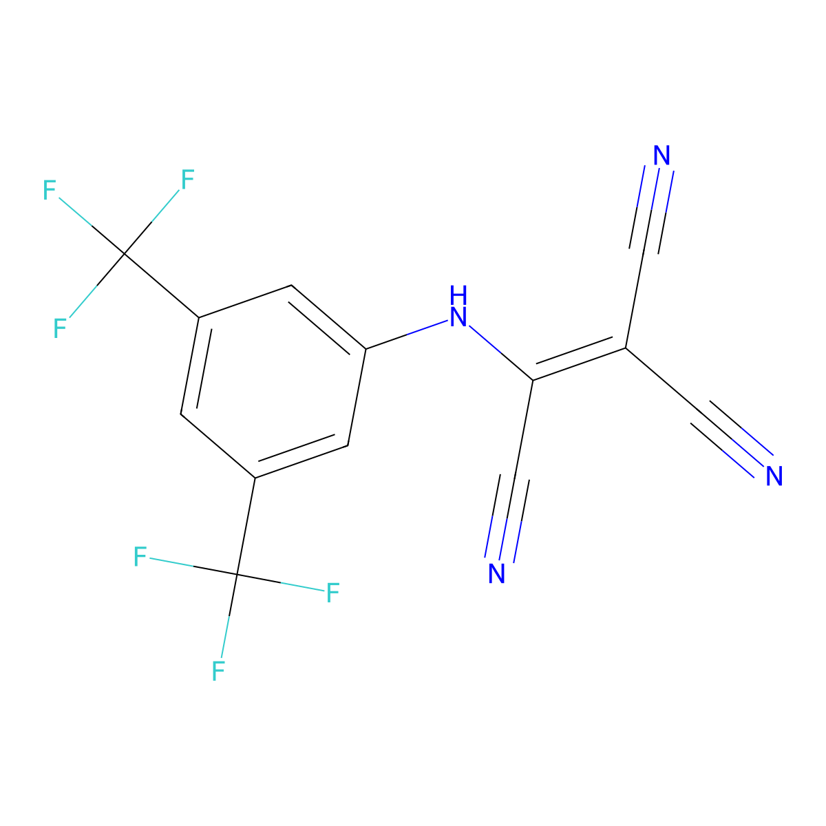 2-[3,5-Bis(trifluoromethyl)anilino]ethene-1,1,2-tricarbonitrile molecular structure, CAS 113710-36-4
