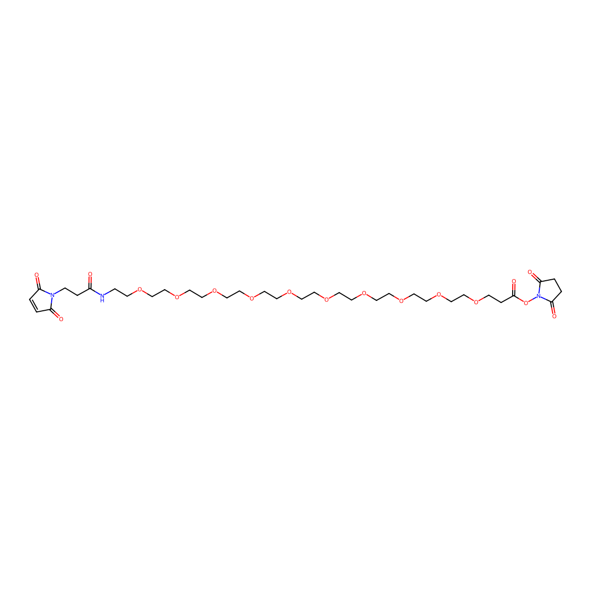 Mal-amido-PEG10-C2-NHS ester molecular structure, CAS 1137109-22-8