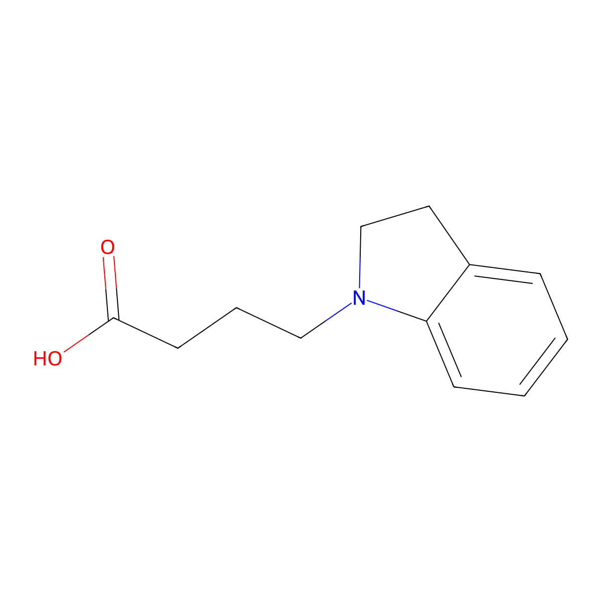 4-(2,3-dihydro-1H-indol-1-yl)butanoic acid molecular structure, CAS 113711-44-7