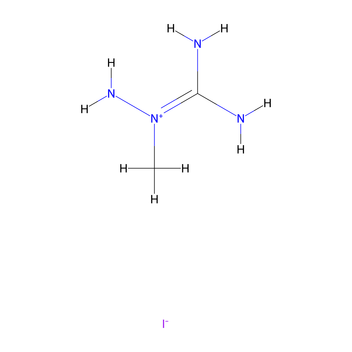1-(Diaminomethylidene)-1-methylhydrazinium iodide molecular structure, CAS 113712-67-7