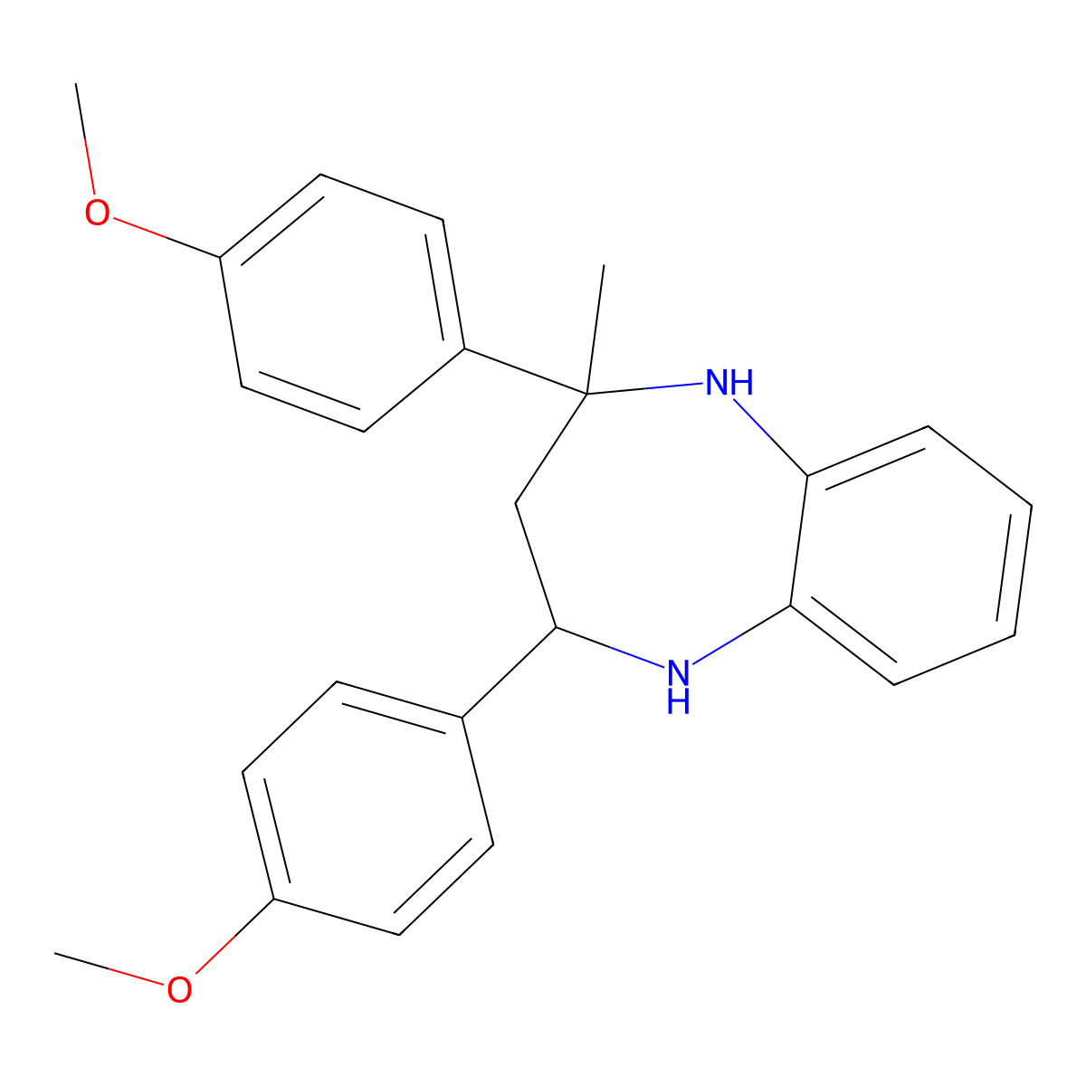 2,4-Bis(4-methoxyphenyl)-4-methyl-1,2,3,5-tetrahydro-1,5-benzodiazepine molecular structure, CAS 113714-19-5