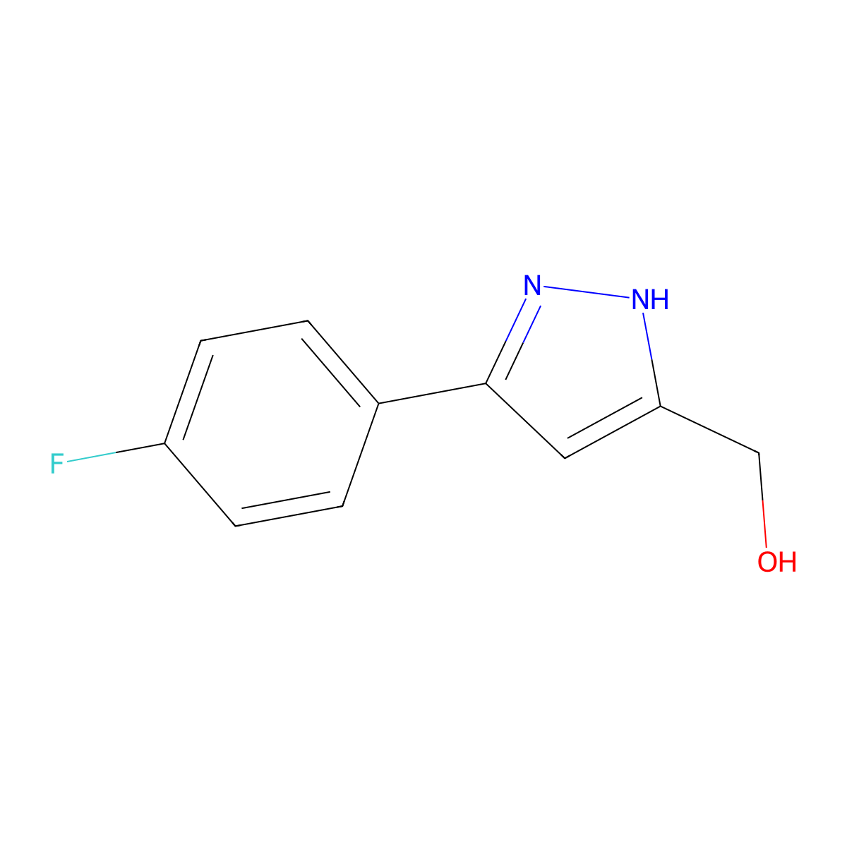 (3-(4-fluorophenyl)-1H-pyrazol-5-yl)methanol molecular structure, CAS 1137165-21-9