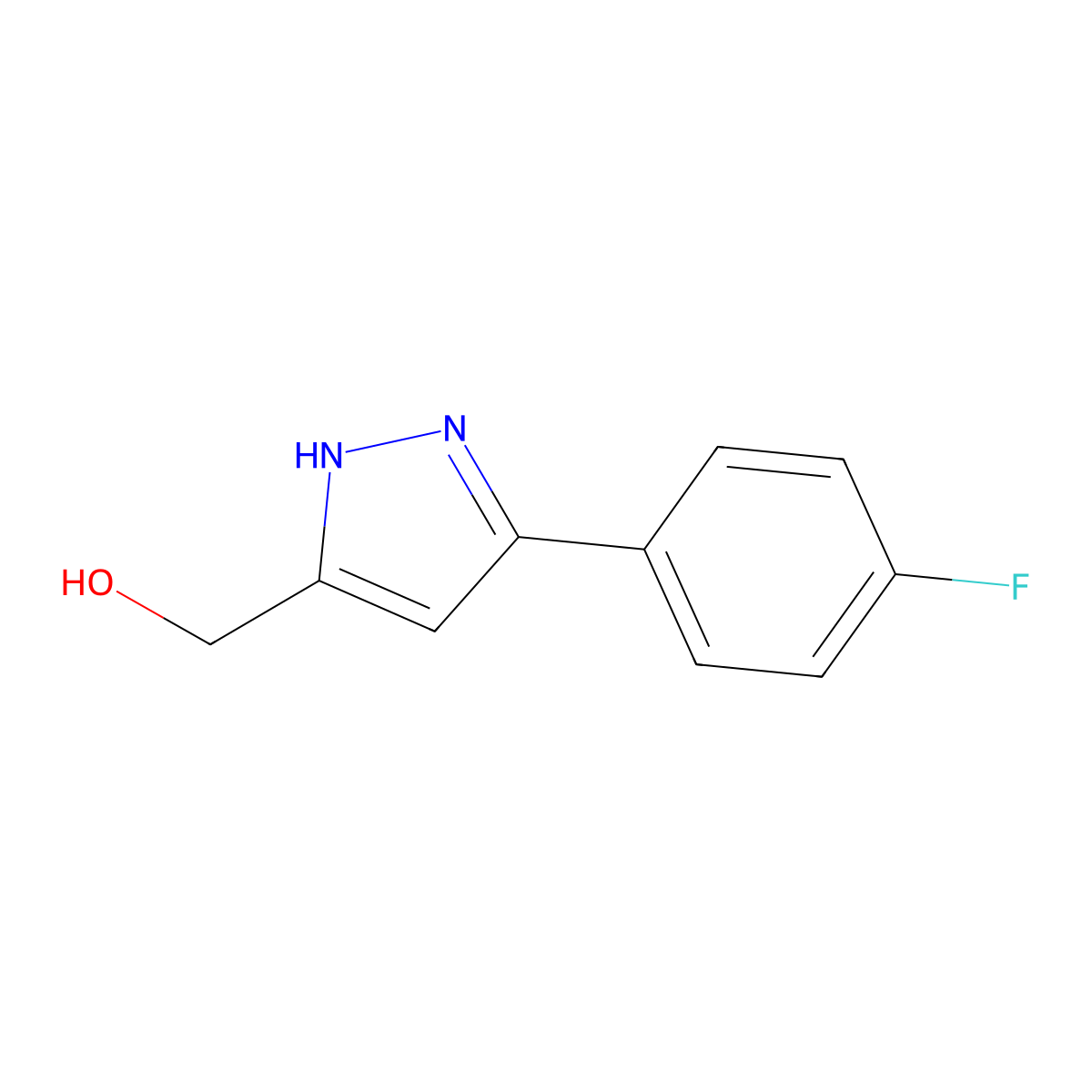 (3-(4-fluorophenyl)-1H-pyrazol-5-yl)methanol molecular structure, CAS 1137165-21-9