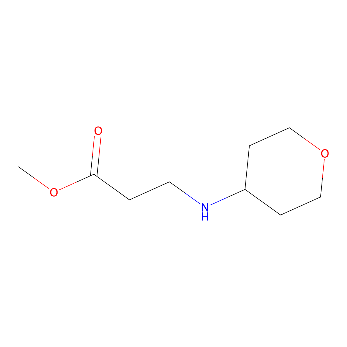 Methyl 3-((oxan-4-yl)amino)propanoate molecular structure, CAS 1137213-00-3