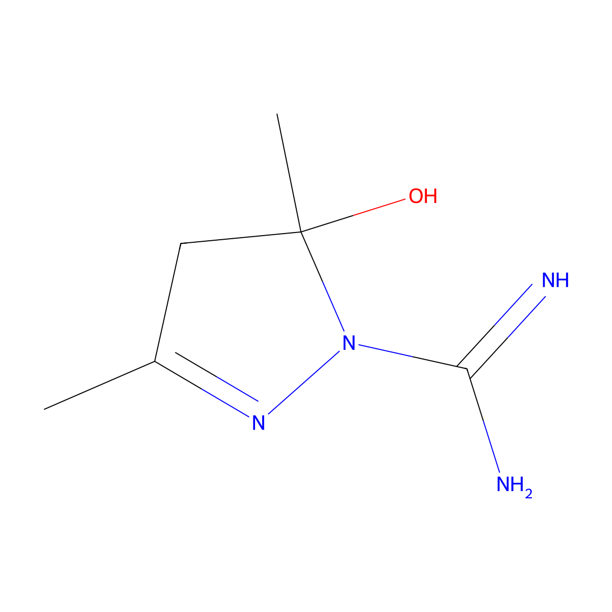 5-hydroxy-3,5-dimethyl-4H-pyrazole-1-carboximidamide molecular structure, CAS 113722-30-8