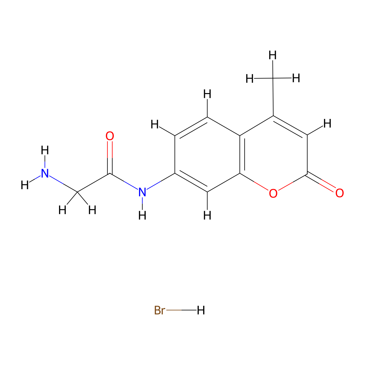 2-Amino-N-(4-methyl-2-oxo-2H-chromen-7-yl)acetamide hydrobromide molecular structure, CAS 113728-13-5