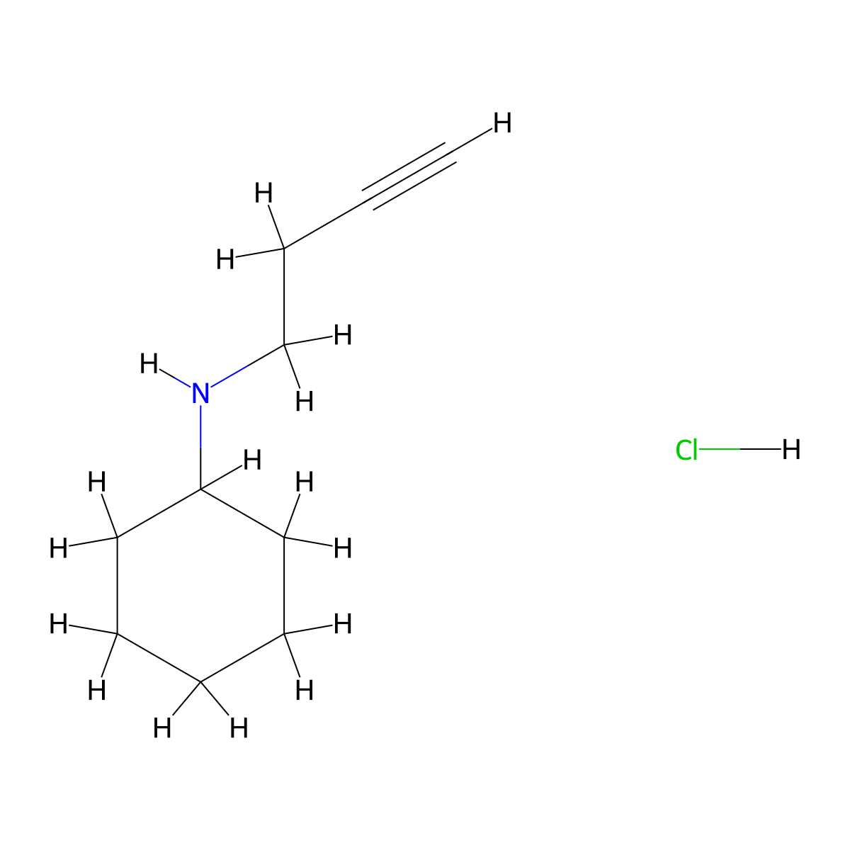 N-(but-3-yn-1-yl)cyclohexanamine hydrochloride molecular structure, CAS 113738-06-0