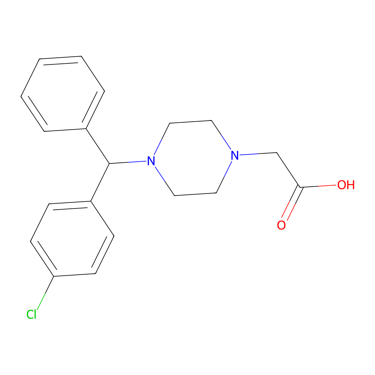 DE(Carboxymethoxy) cetirizine acetic acid molecular structure, CAS 113740-61-7