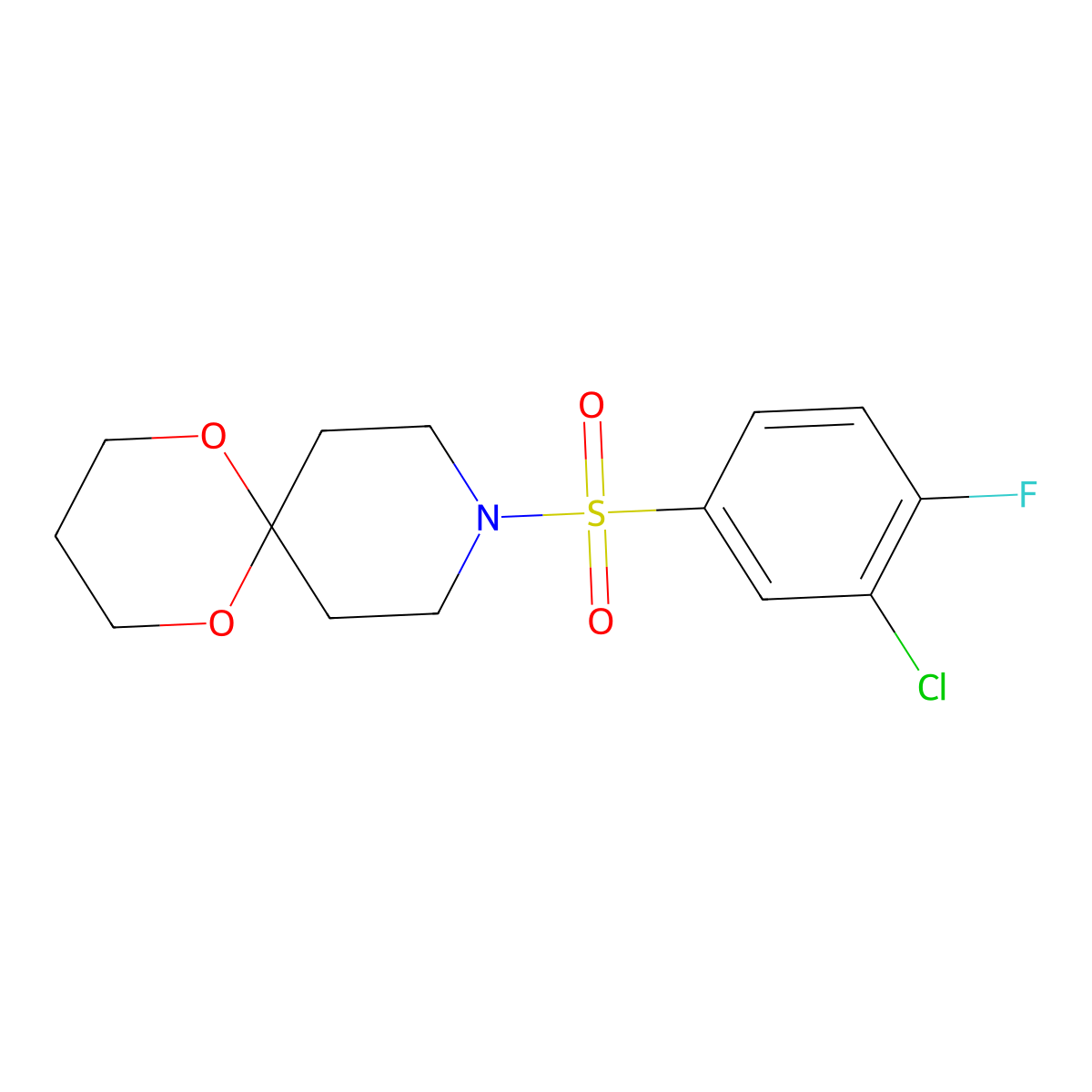 9-(3-Chloro-4-fluorobenzenesulfonyl)-1,5-dioxa-9-azaspiro[5.5]undecane molecular structure, CAS 1137434-87-7