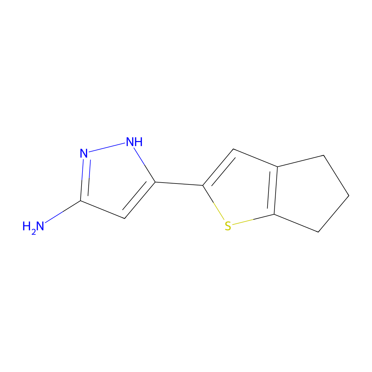 5-{4H,5H,6H-cyclopenta[b]thiophen-2-yl}-1H-pyrazol-3-amine molecular structure, CAS 1137447-52-9