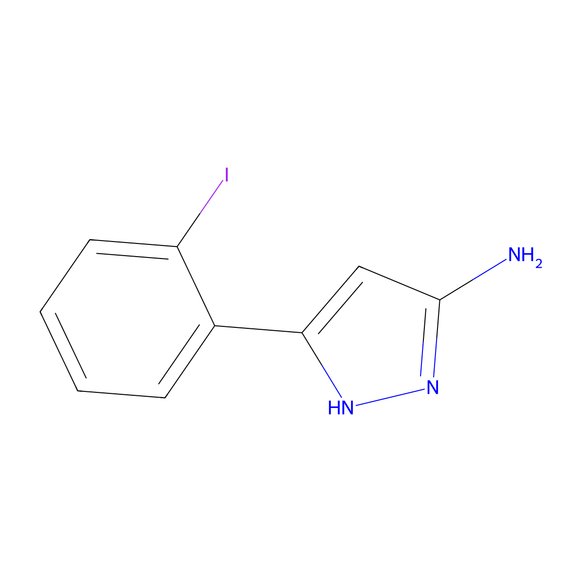3-(2-Iodophenyl)-1H-pyrazol-5-amine molecular structure, CAS 1137457-74-9