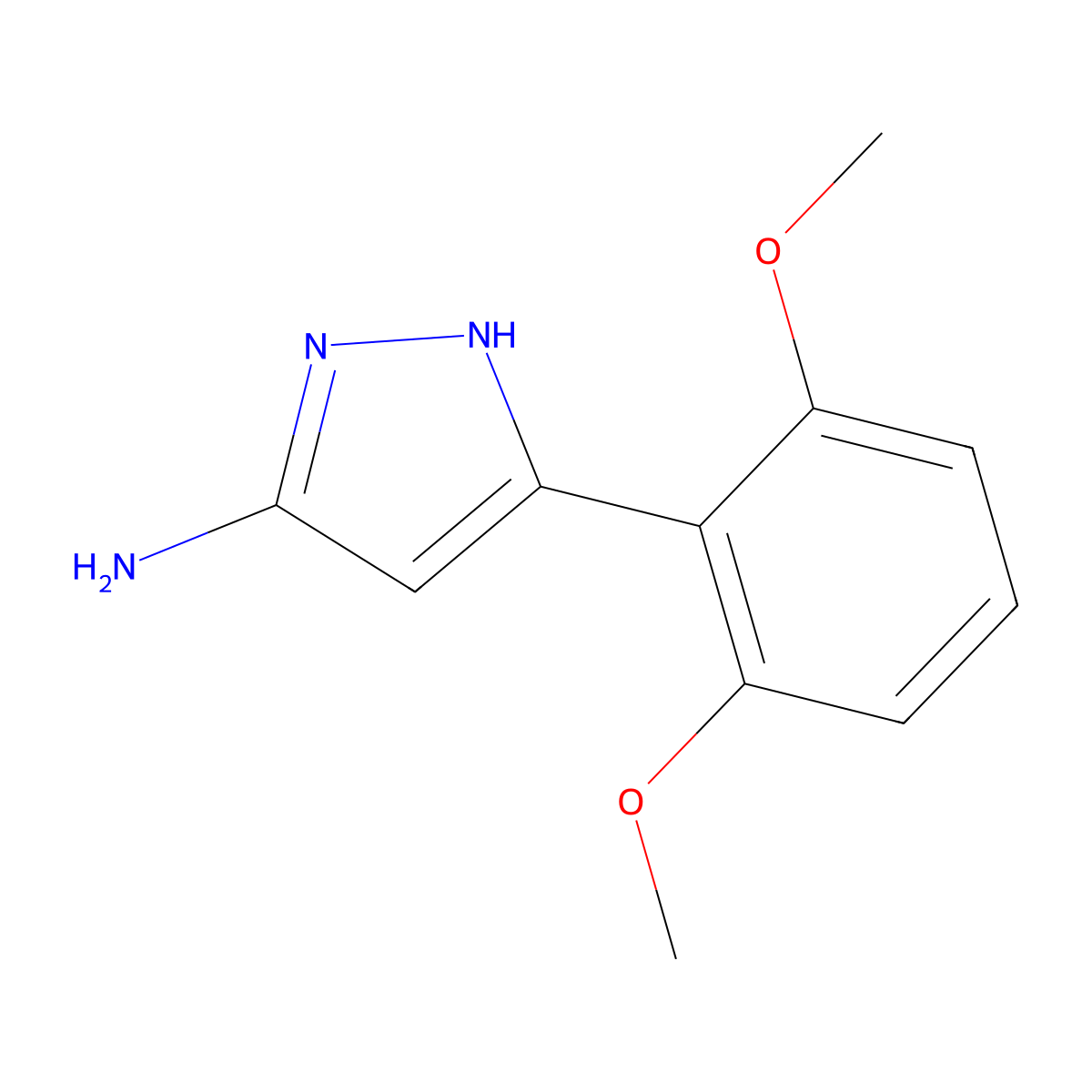 5-(2,6-dimethoxyphenyl)-1H-pyrazol-3-amine molecular structure, CAS 1137462-15-7