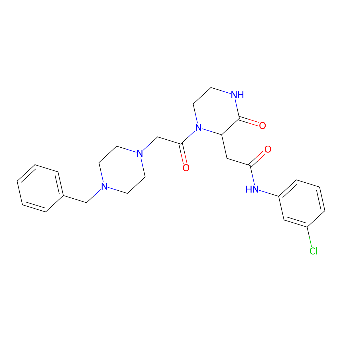 2-{1-[(4-benzylpiperazin-1-yl)acetyl]-3-oxopiperazin-2-yl}-N-(3-chlorophenyl)acetamide molecular structure, CAS 1137472-93-5