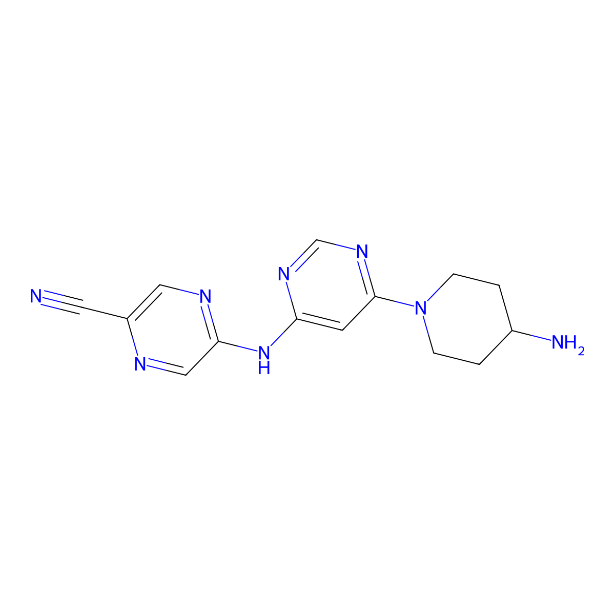 5-((6-(4-Aminopiperidin-1-yl)pyrimidin-4-yl)amino)pyrazine-2-carbonitrile molecular structure, CAS 1137475-07-0
