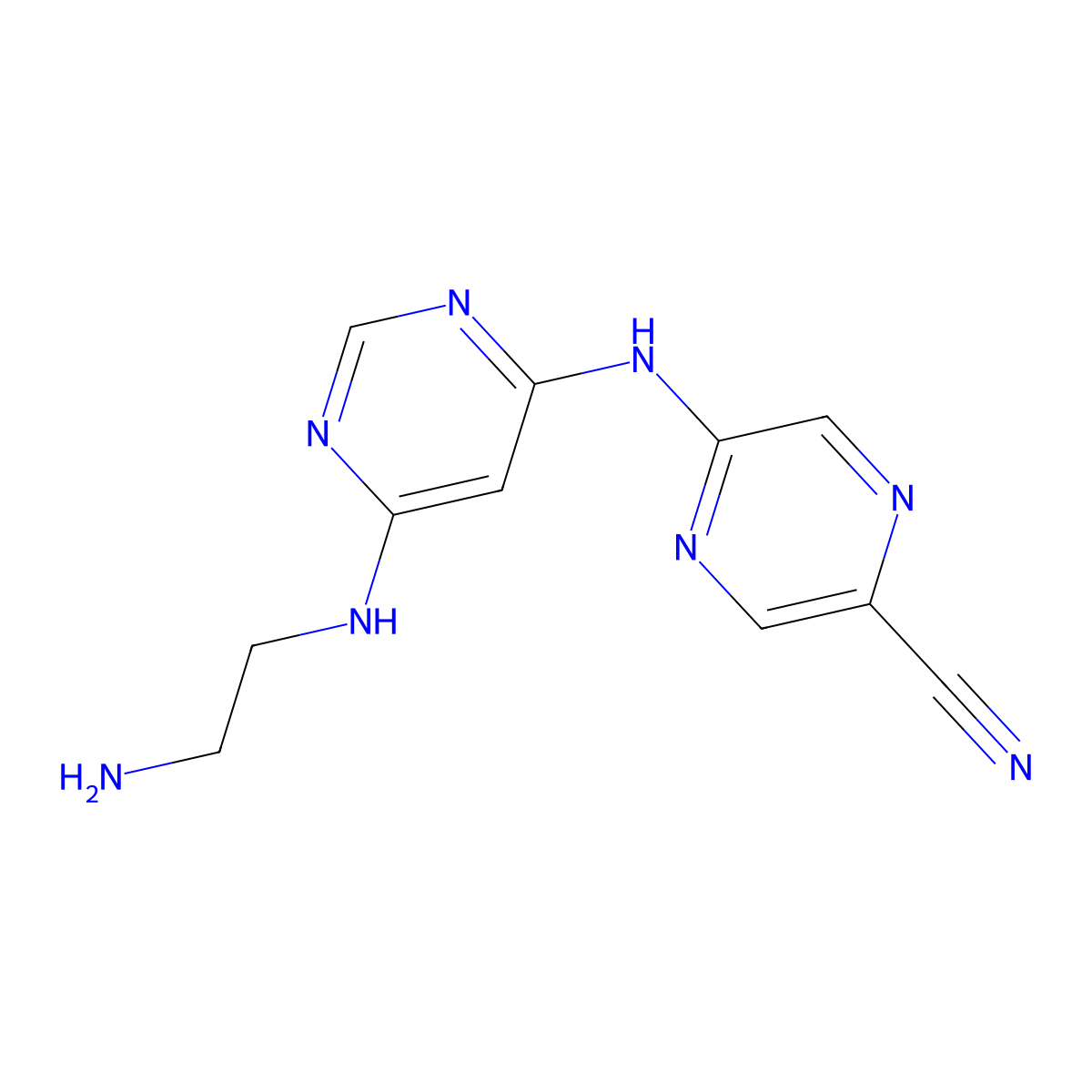 5-((6-((2-Aminoethyl)amino)pyrimidin-4-yl)amino)pyrazine-2-carbonitrile molecular structure, CAS 1137475-22-9