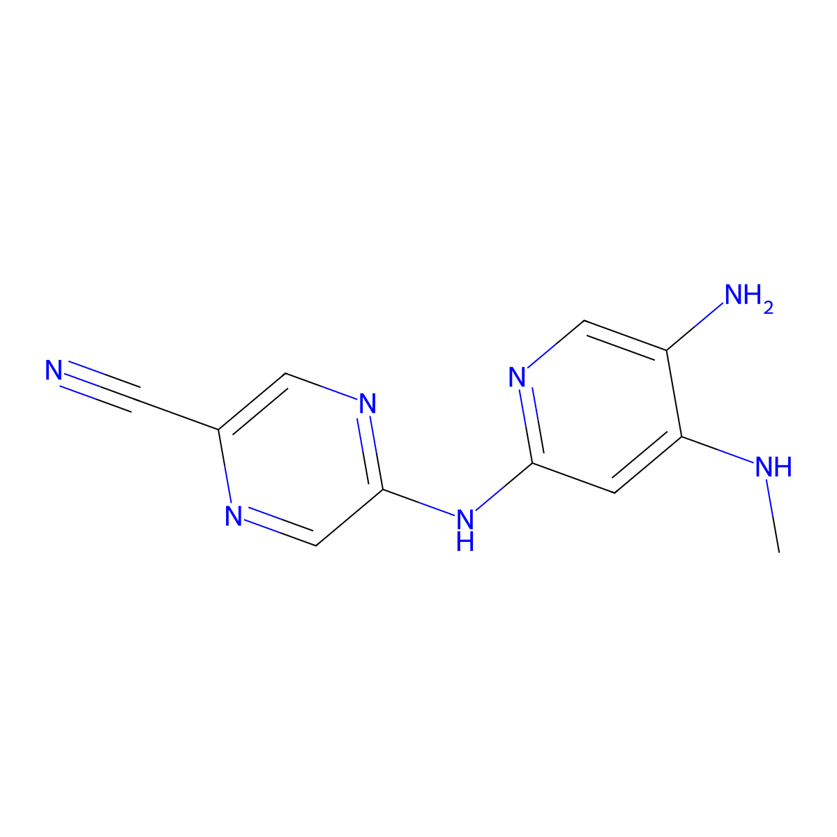 5-((5-Amino-4-(methylamino)pyridin-2-yl)amino)pyrazine-2-carbonitrile molecular structure, CAS 1137475-61-6