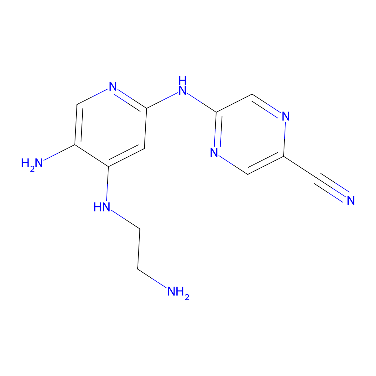 5-((5-Amino-4-((2-aminoethyl)amino)pyridin-2-yl)amino)pyrazine-2-carbonitrile molecular structure, CAS 1137475-62-7