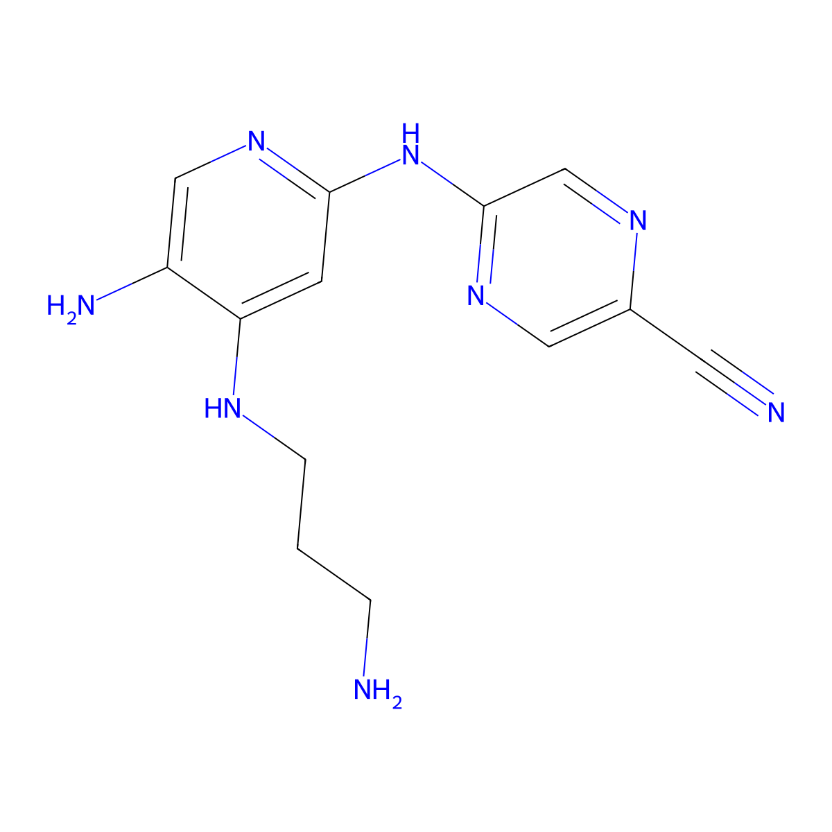 5-((5-Amino-4-((3-aminopropyl)amino)pyridin-2-yl)amino)pyrazine-2-carbonitrile molecular structure, CAS 1137476-38-0
