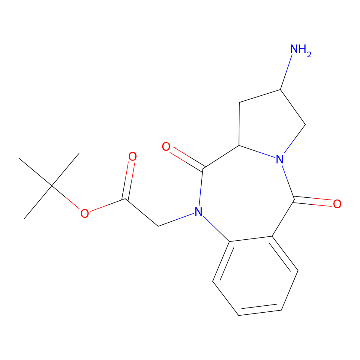 tert-butyl [(11aS)-2-amino-5,11-dioxo-2,3,11,11a-tetrahydro-1H-pyrrolo[2,1-c][1,4]benzodiazepin-10(5H)-yl]acetate molecular structure, CAS 1137496-23-1