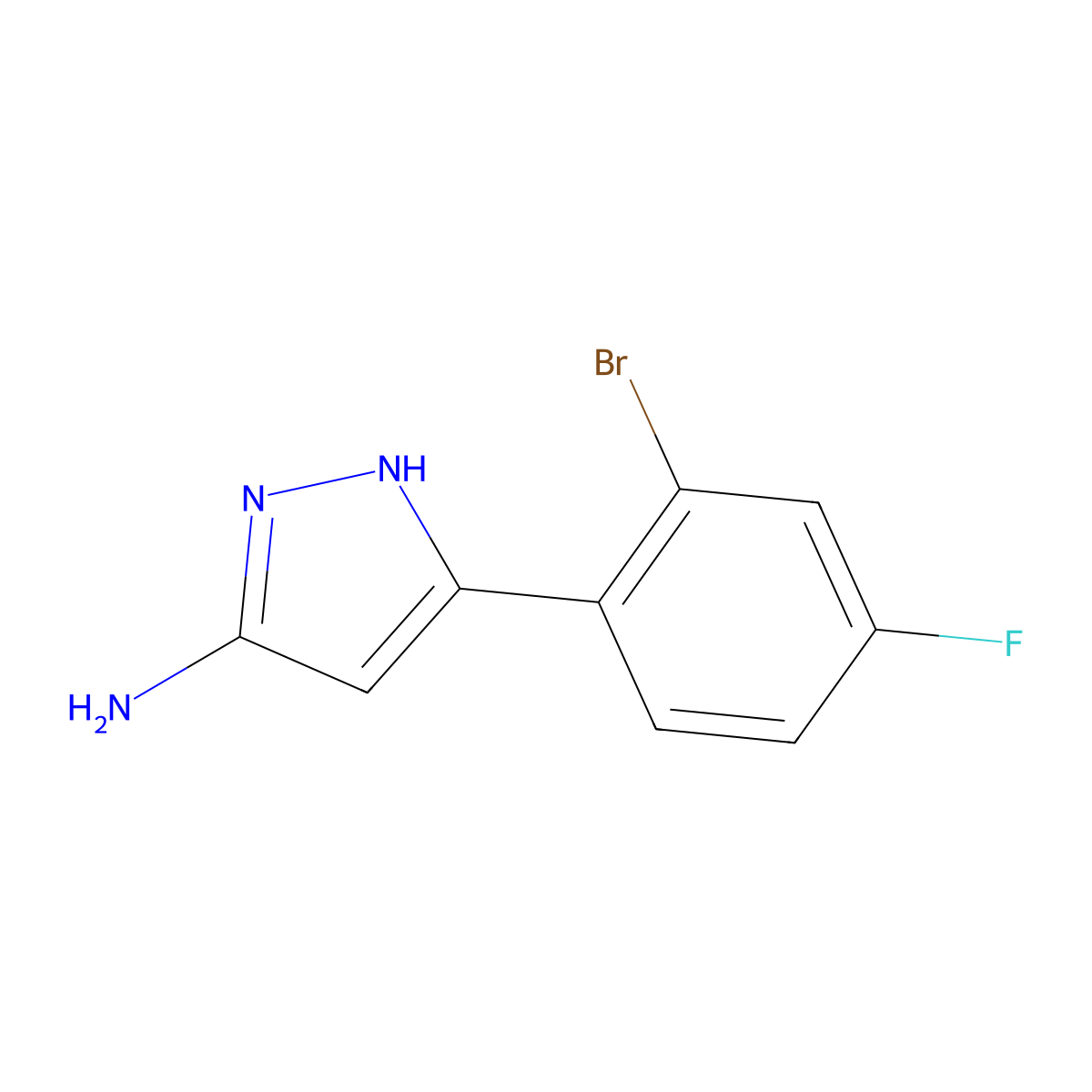 5-(2-bromo-4-fluorophenyl)-1H-pyrazol-3-amine molecular structure, CAS 1137502-71-6