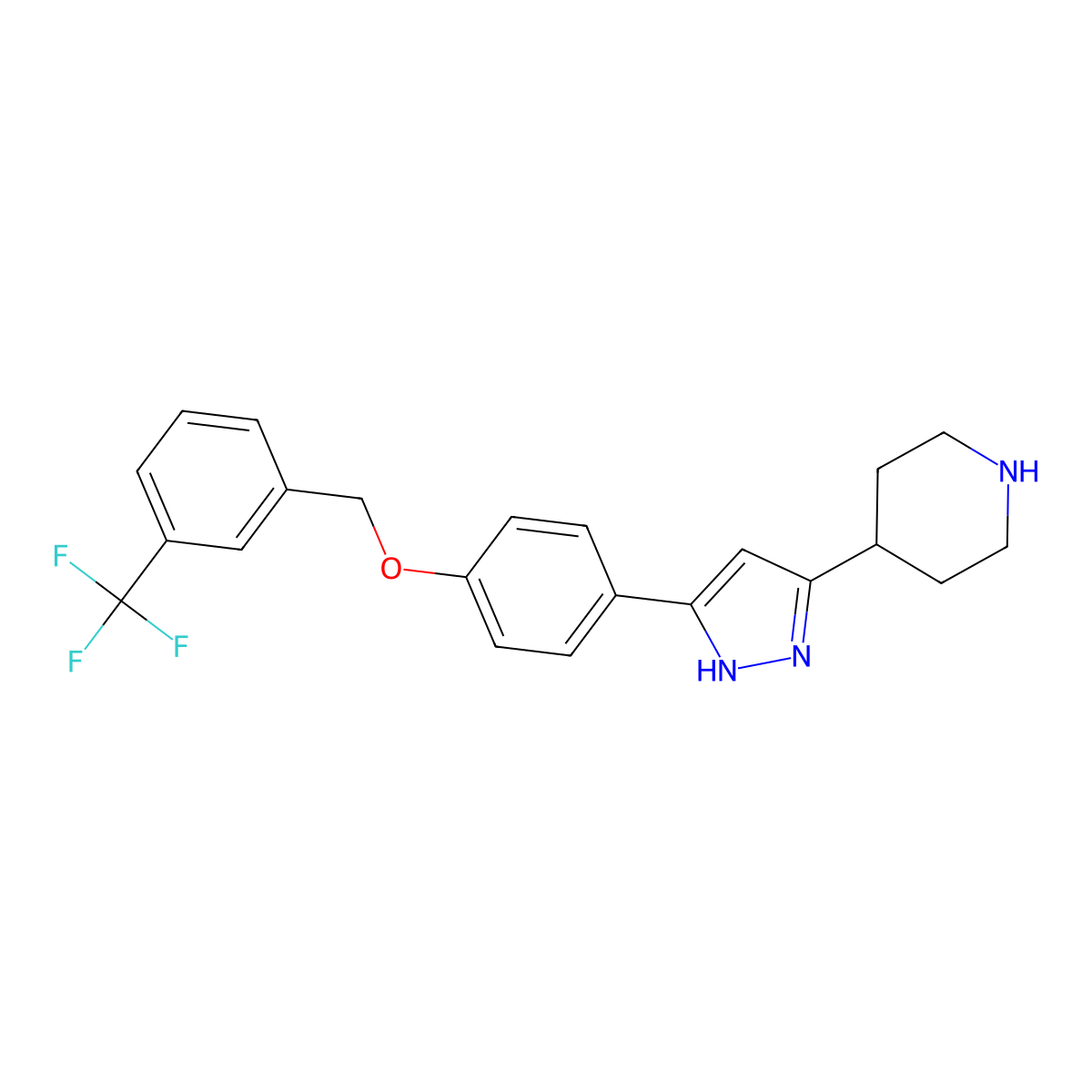 4-[3-(4-piperidinyl)-1H-pyrazol-4-yl]phenyl 3-(trifluoromethyl)benzyl ether molecular structure, CAS 1137504-05-2