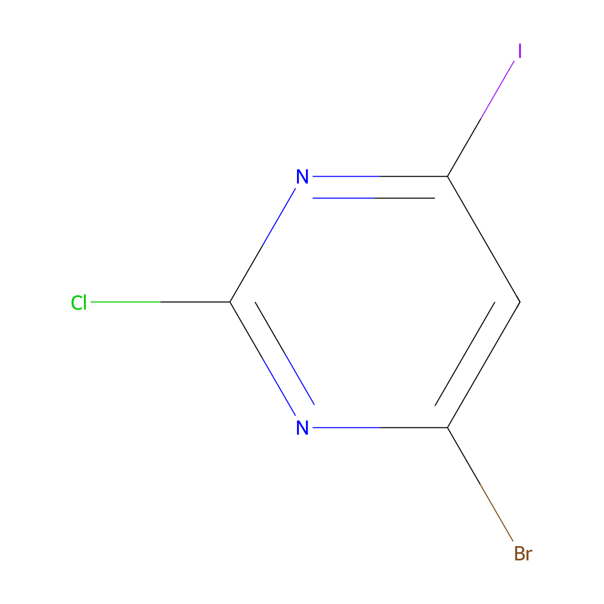 4-Bromo-2-chloro-6-iodopyrimidine molecular structure, CAS 1137576-44-3