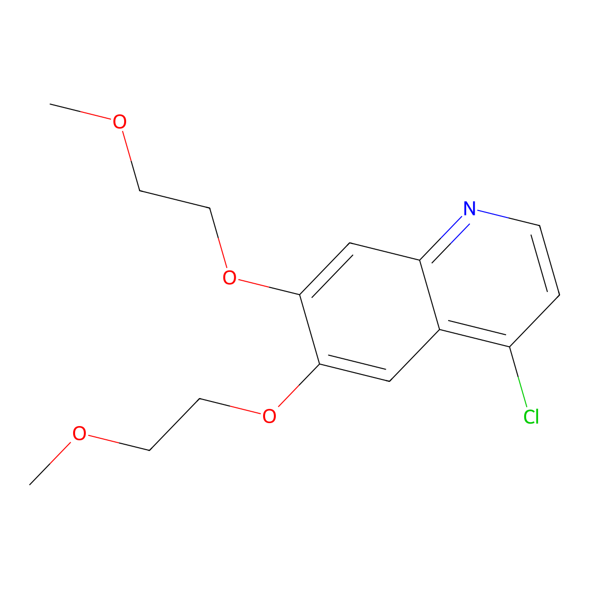 4-Chloro-6,7-bis(2-methoxyethoxy)quinoline molecular structure, CAS 1137579-56-6