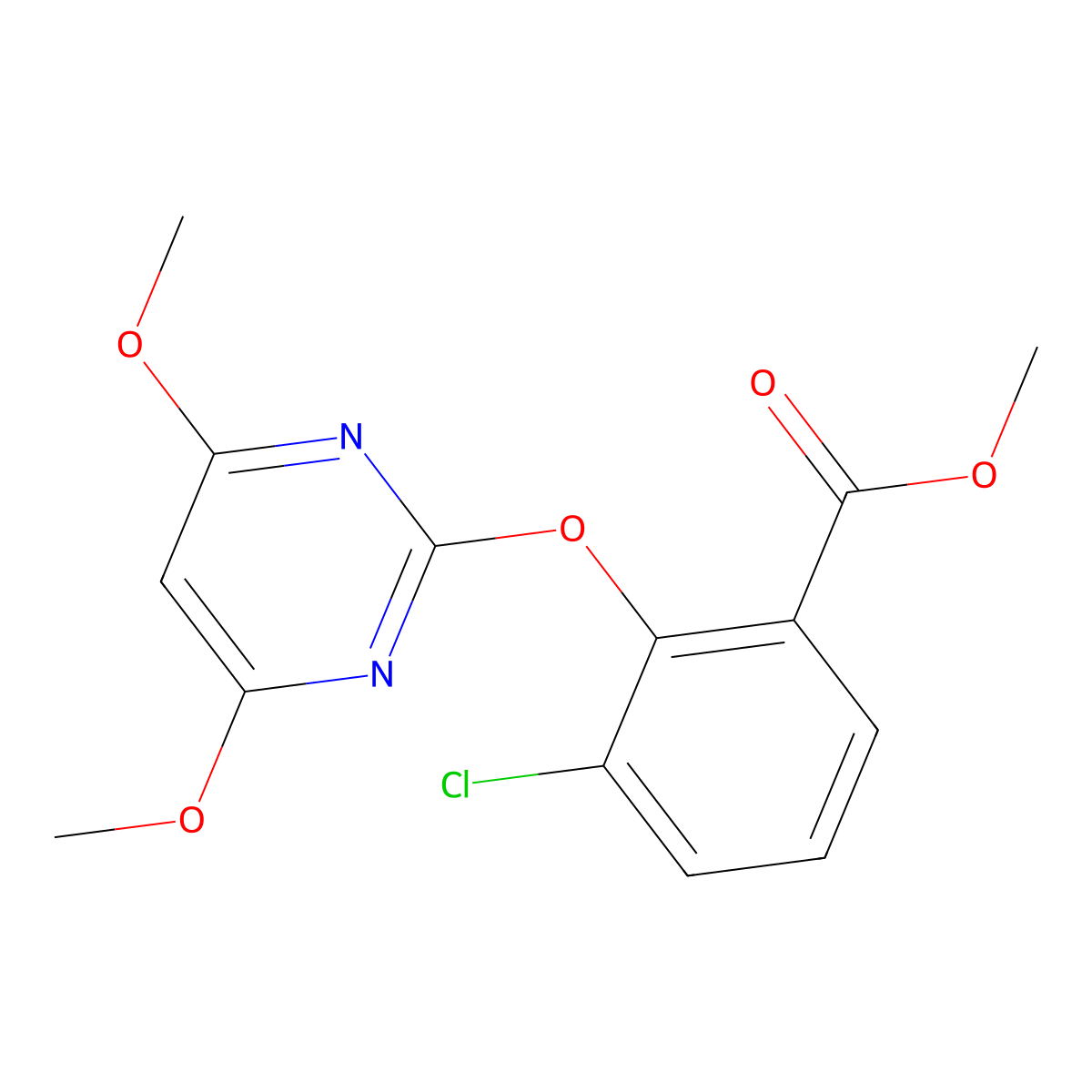 Methyl 3-chloro-2-[(4,6-dimethoxy-2-pyrimidinyl)oxy]benzoate molecular structure, CAS 113761-91-4