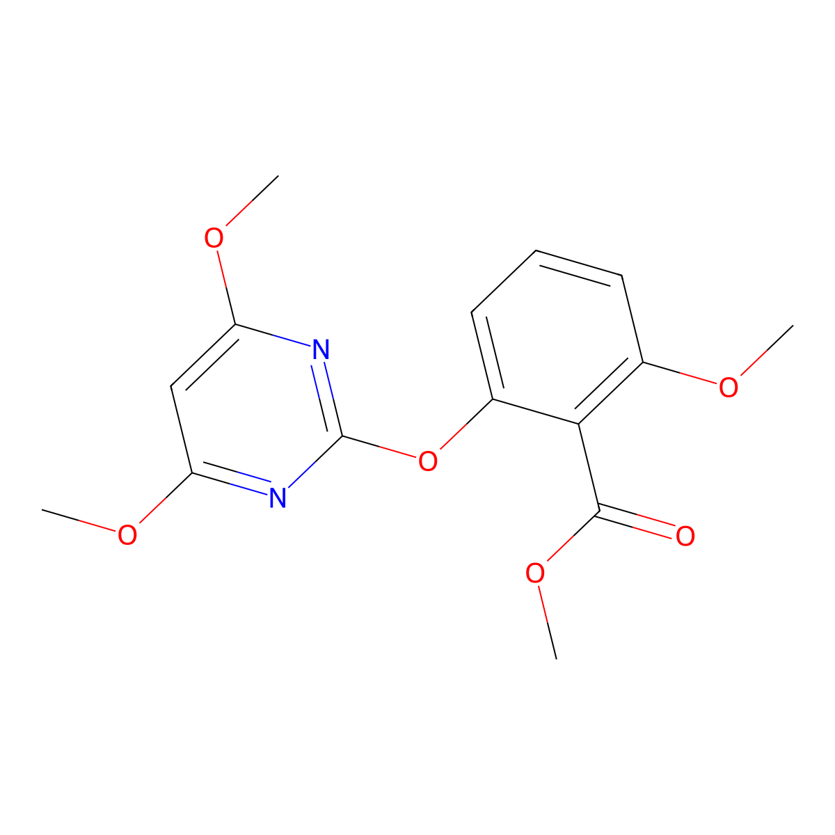 Methyl 2-[(4,6-dimethoxy-2-pyrimidinyl)oxy]-6-methoxybenzoate molecular structure, CAS 113763-48-7