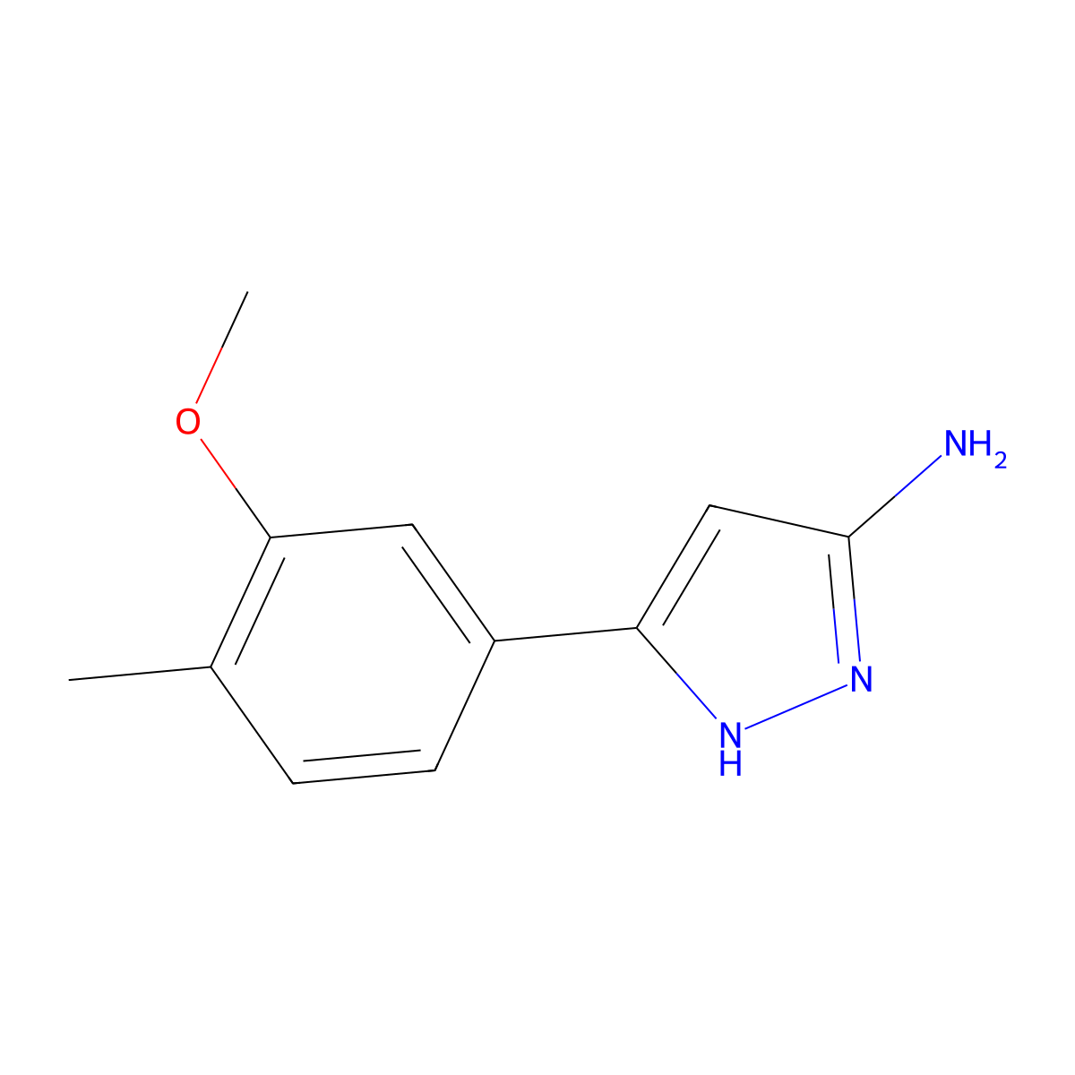 5-(3-methoxy-4-methylphenyl)-1H-pyrazol-3-amine molecular structure, CAS 1137636-82-8