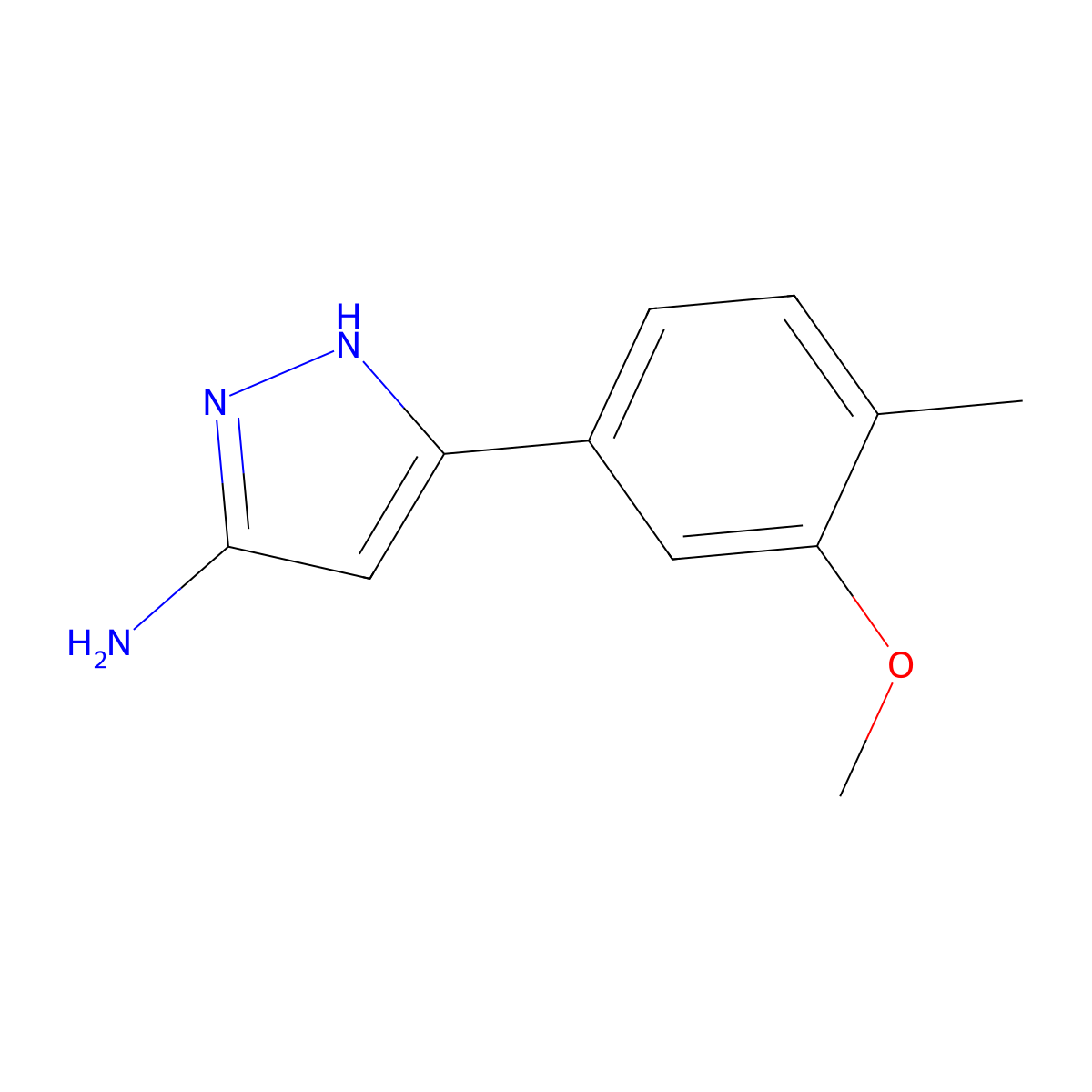5-(3-methoxy-4-methylphenyl)-1H-pyrazol-3-amine molecular structure, CAS 1137636-82-8
