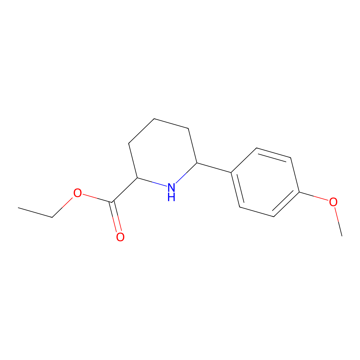 Ethyl 6-(4-methoxyphenyl)piperidine-2-carboxylate molecular structure, CAS 1137654-66-0