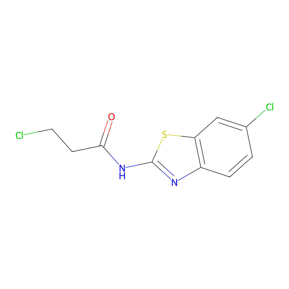 3-chloro-N-(6-chloro-1,3-benzothiazol-2-yl)propanamide molecular structure, CAS 113767-29-6