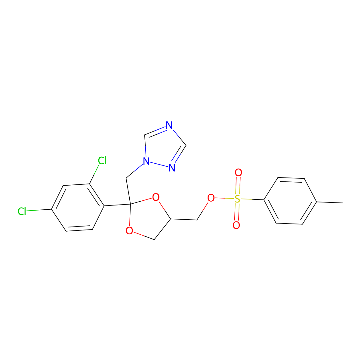 [(2S,4S)-2-(2,4-dichlorophenyl)-2-(1,2,4-triazol-1-ylmethyl)-1,3-dioxolan-4-yl]methyl 4-methylbenzenesulfonate molecular structure, CAS 113770-65-3