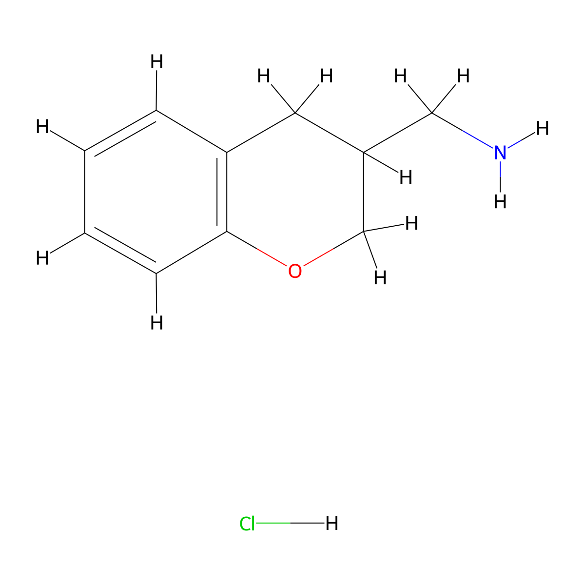 3,4-dihydro-2H-1-benzopyran-3-ylmethanamine hydrochloride molecular structure, CAS 113771-75-8