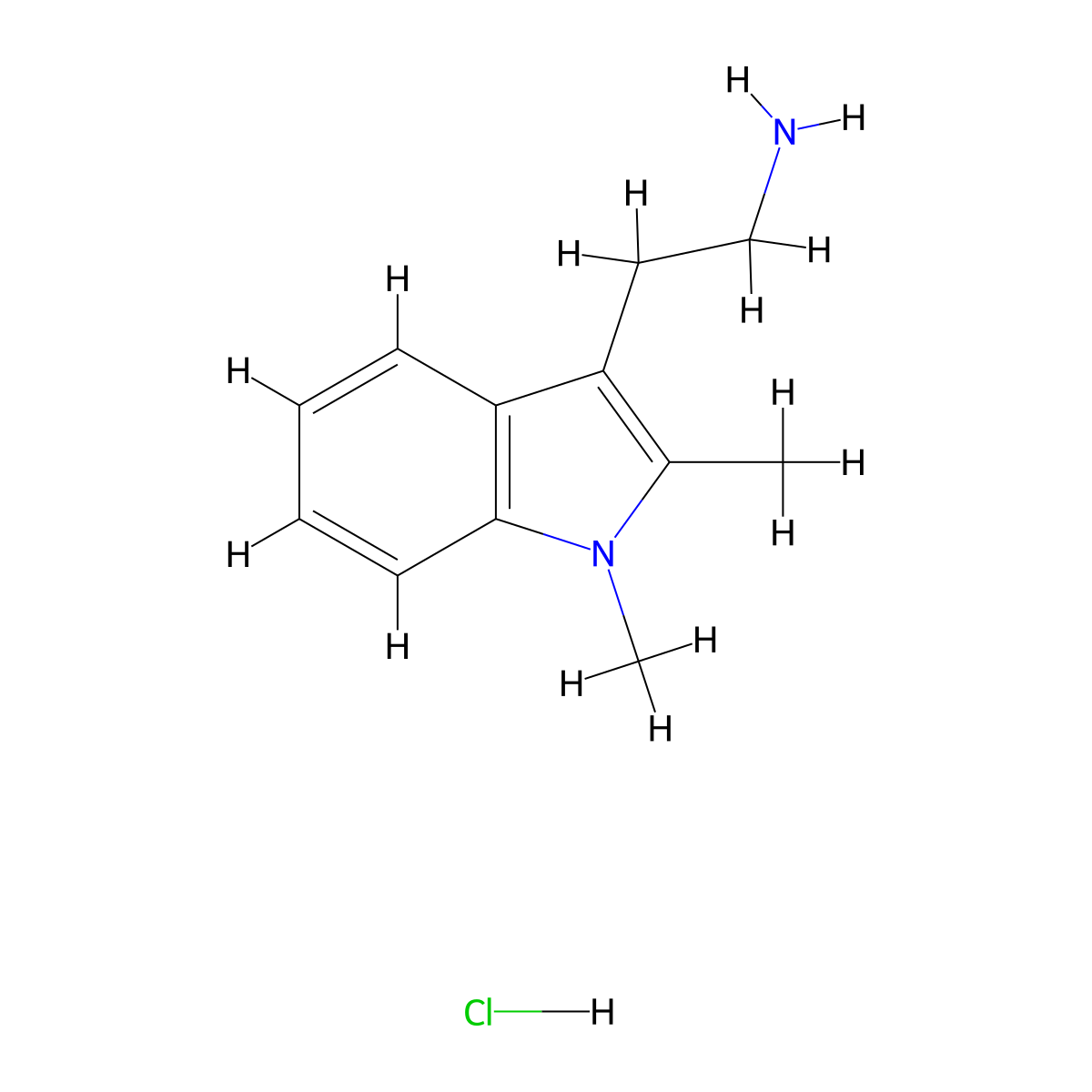 2-(1,2-Dimethyl-1H-indol-3-yl)-ethylamine hydrochloride molecular structure, CAS 113772-31-9
