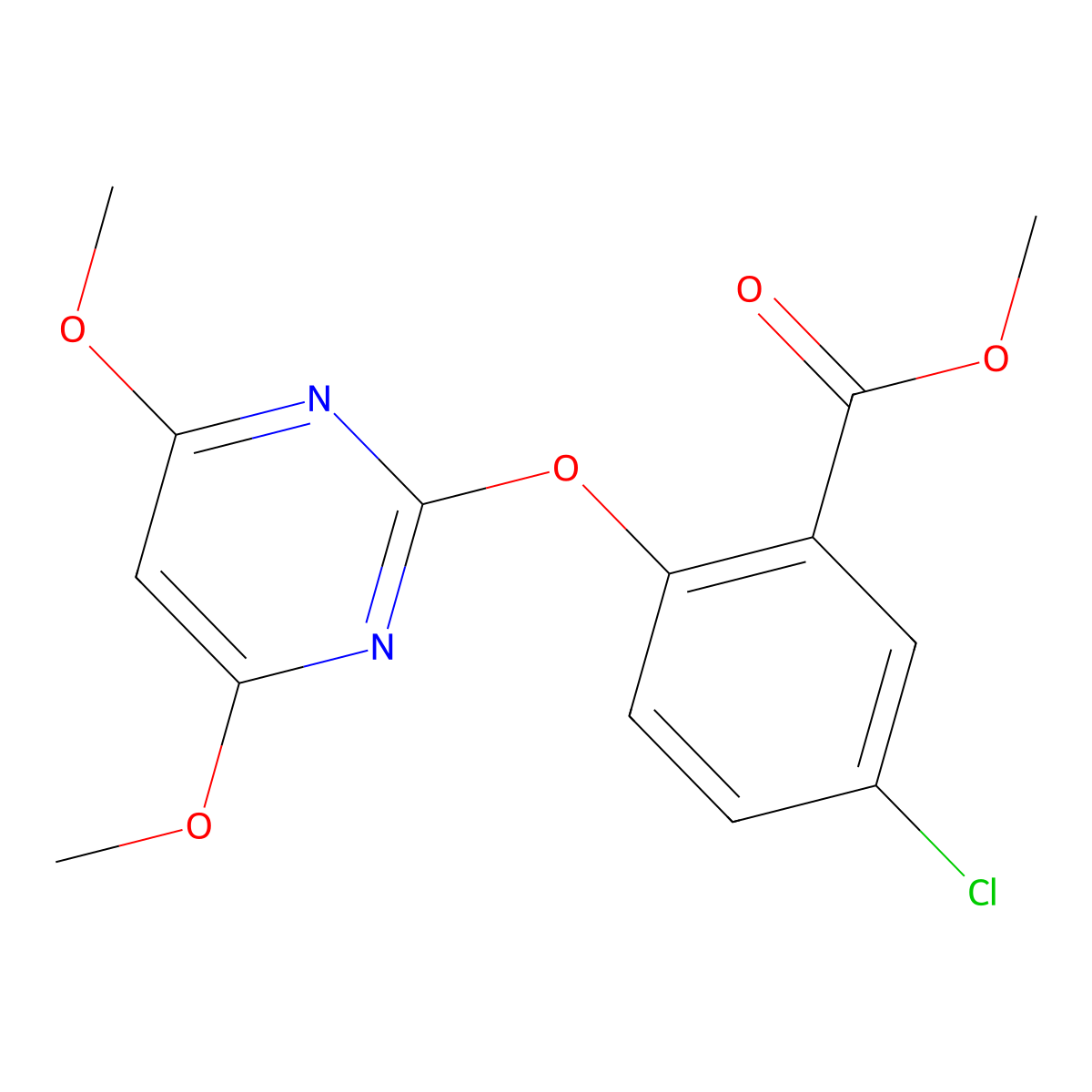 Methyl 5-chloro-2-[(4,6-dimethoxy-2-pyrimidinyl)oxy]benzoate molecular structure, CAS 113784-00-2