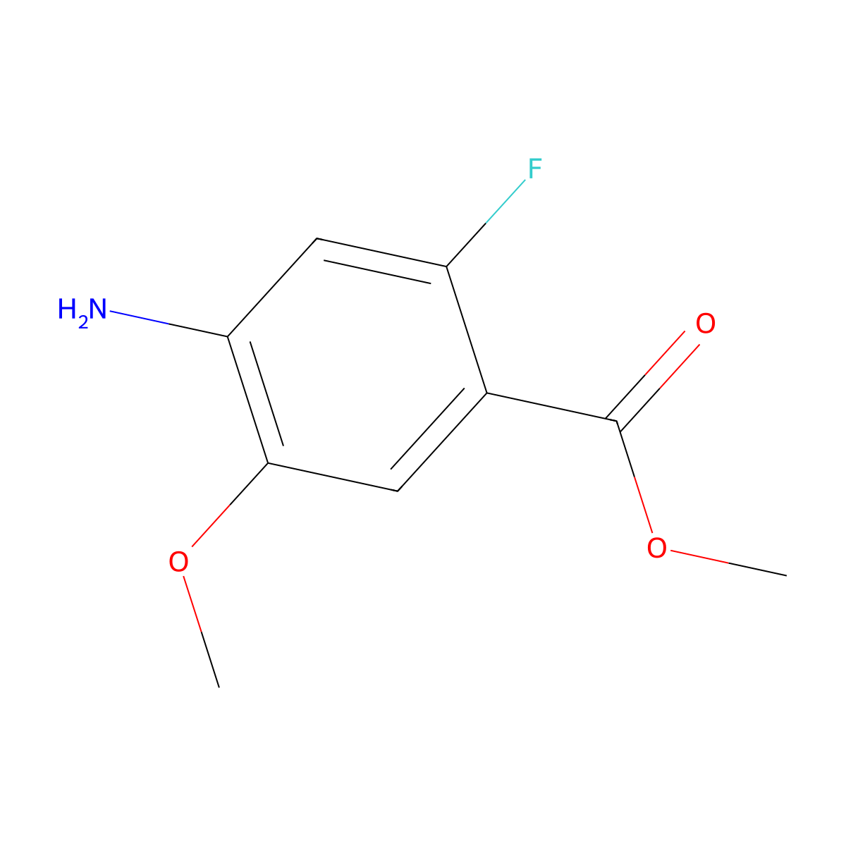 Methyl 4-amino-2-fluoro-5-methoxybenzoate molecular structure, CAS 1137869-87-4