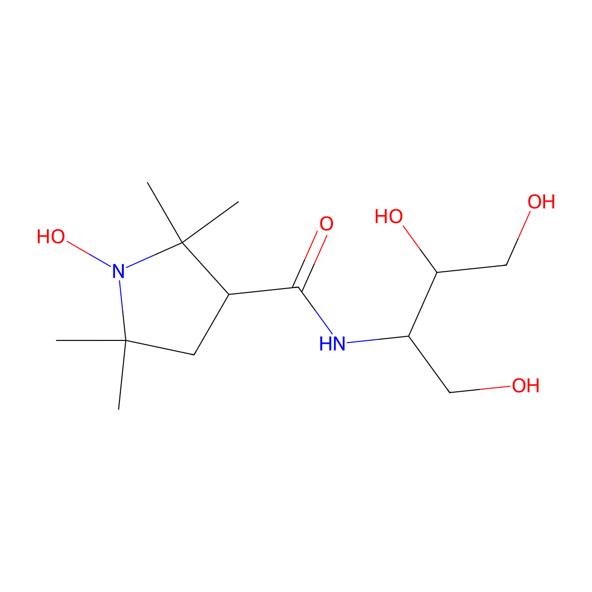 1-hydroxy-2,2,5,5-tetramethyl-N-(1,3,4-trihydroxybutan-2-yl)pyrrolidine-3-carboxamide molecular structure, CAS 113788-70-8