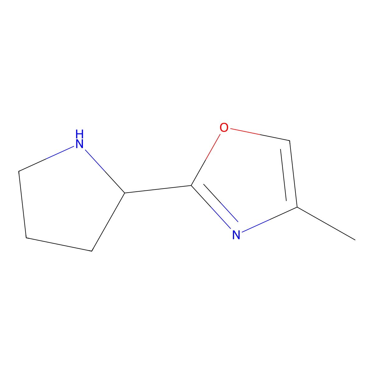 4-methyl-2-[(2R)-pyrrolidin-2-yl]-1,3-oxazole molecular structure, CAS 1137881-80-1