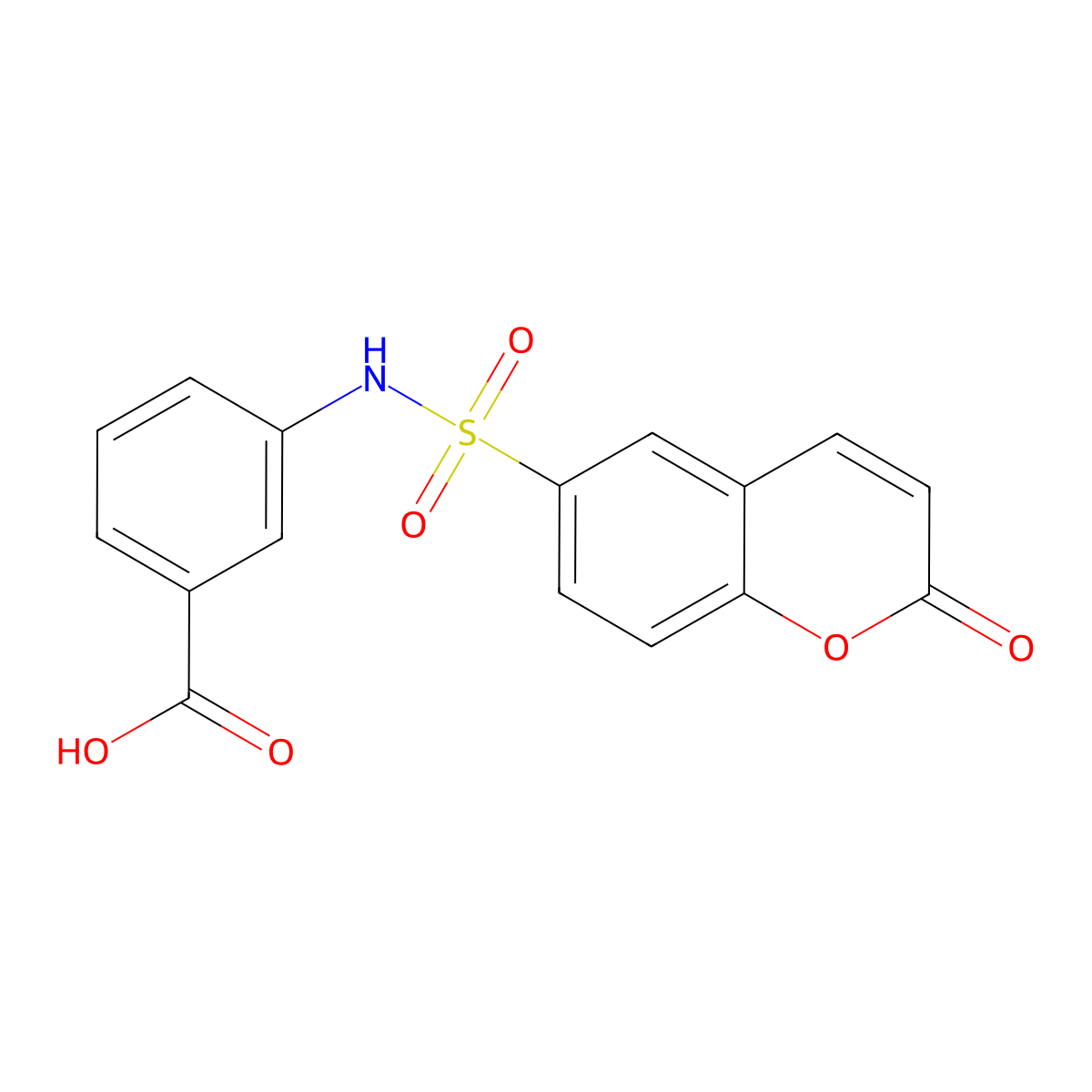 3-[(2-Oxochromen-6-yl)sulfonylamino]benzoic acid molecular structure, CAS 113789-54-1