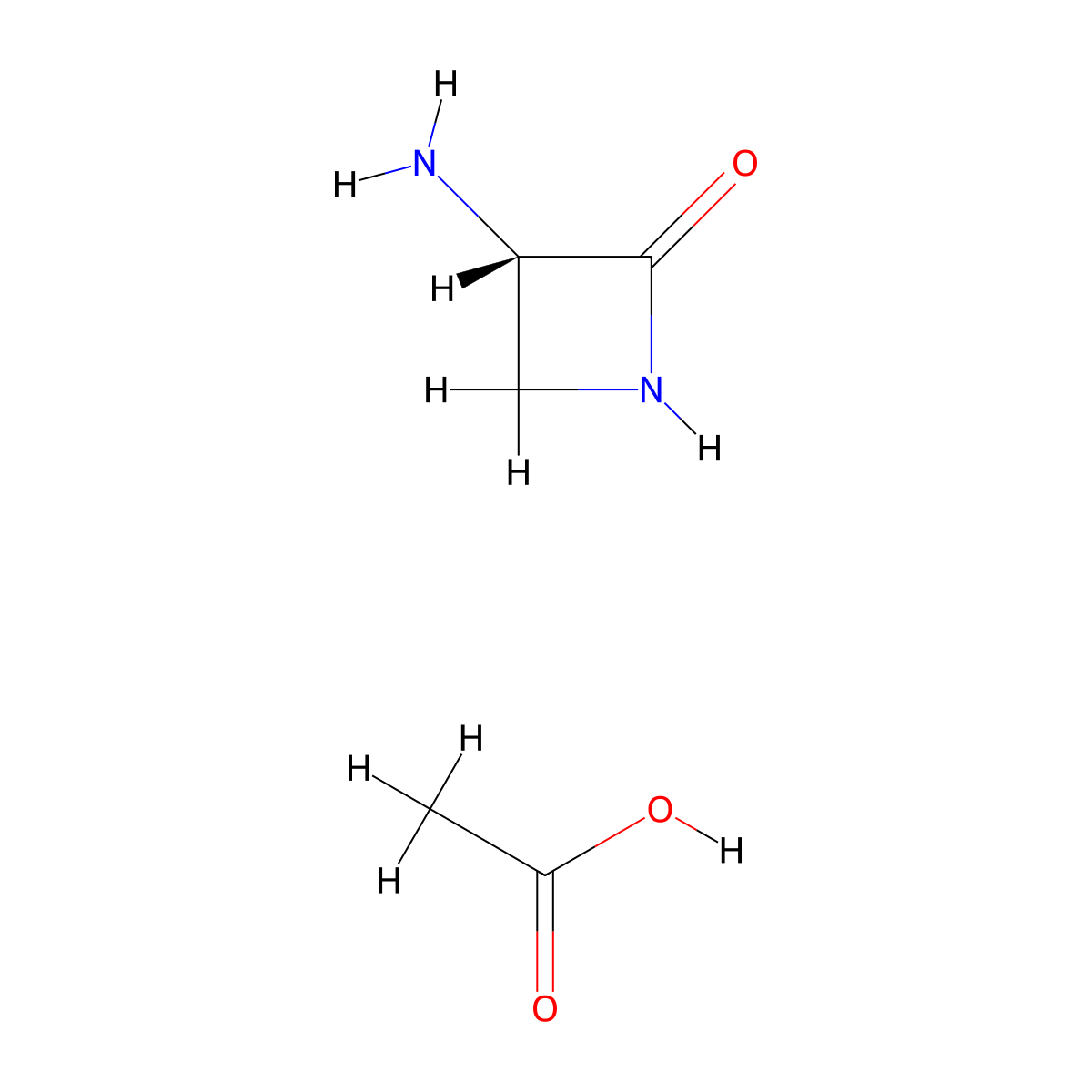 (3S)-3-aminoazetidin-2-one; acetic acid molecular structure, CAS 113791-14-3