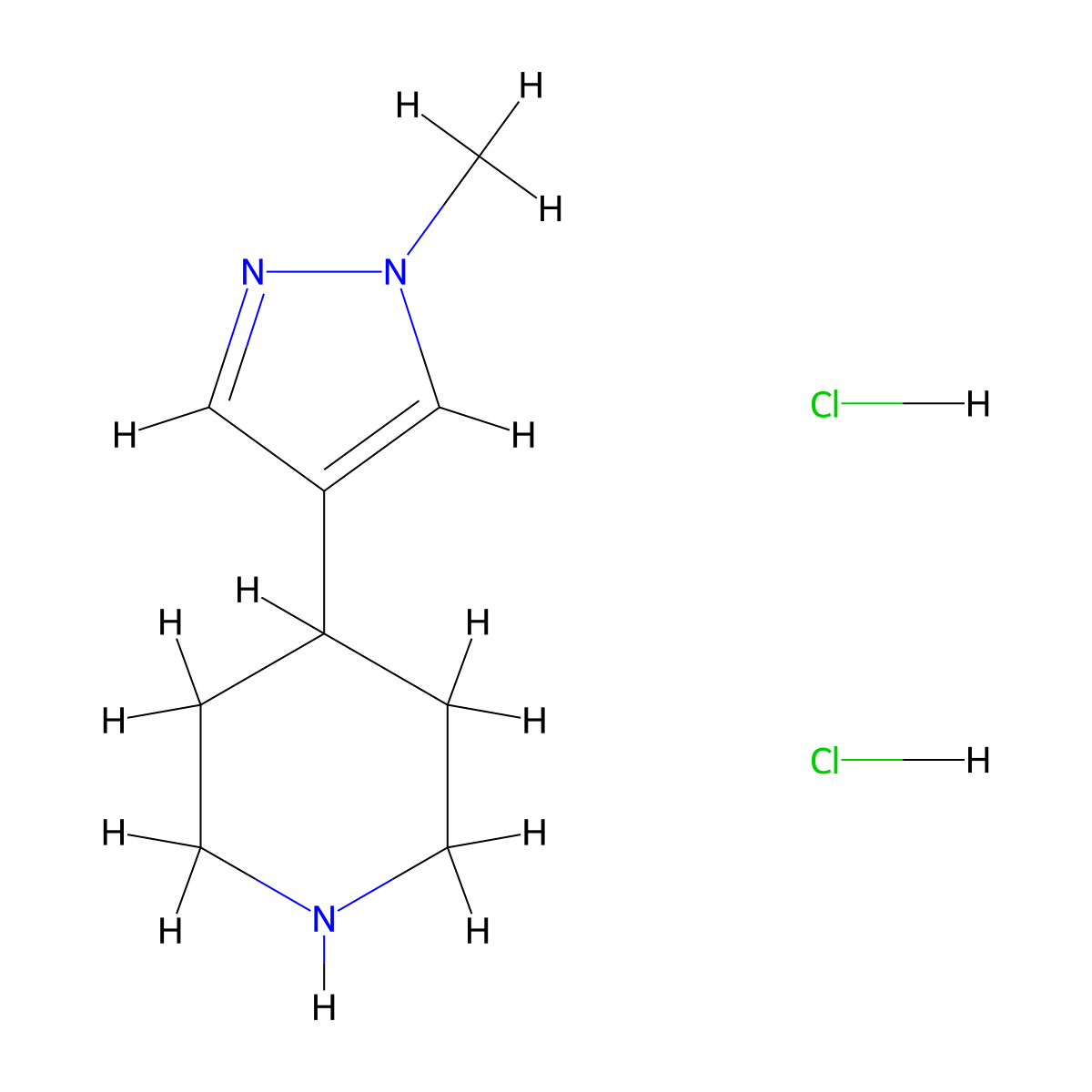 4-(1-Methyl-1H-pyrazol-4-yl)piperidine dihydrochloride molecular structure, CAS 1137950-26-5