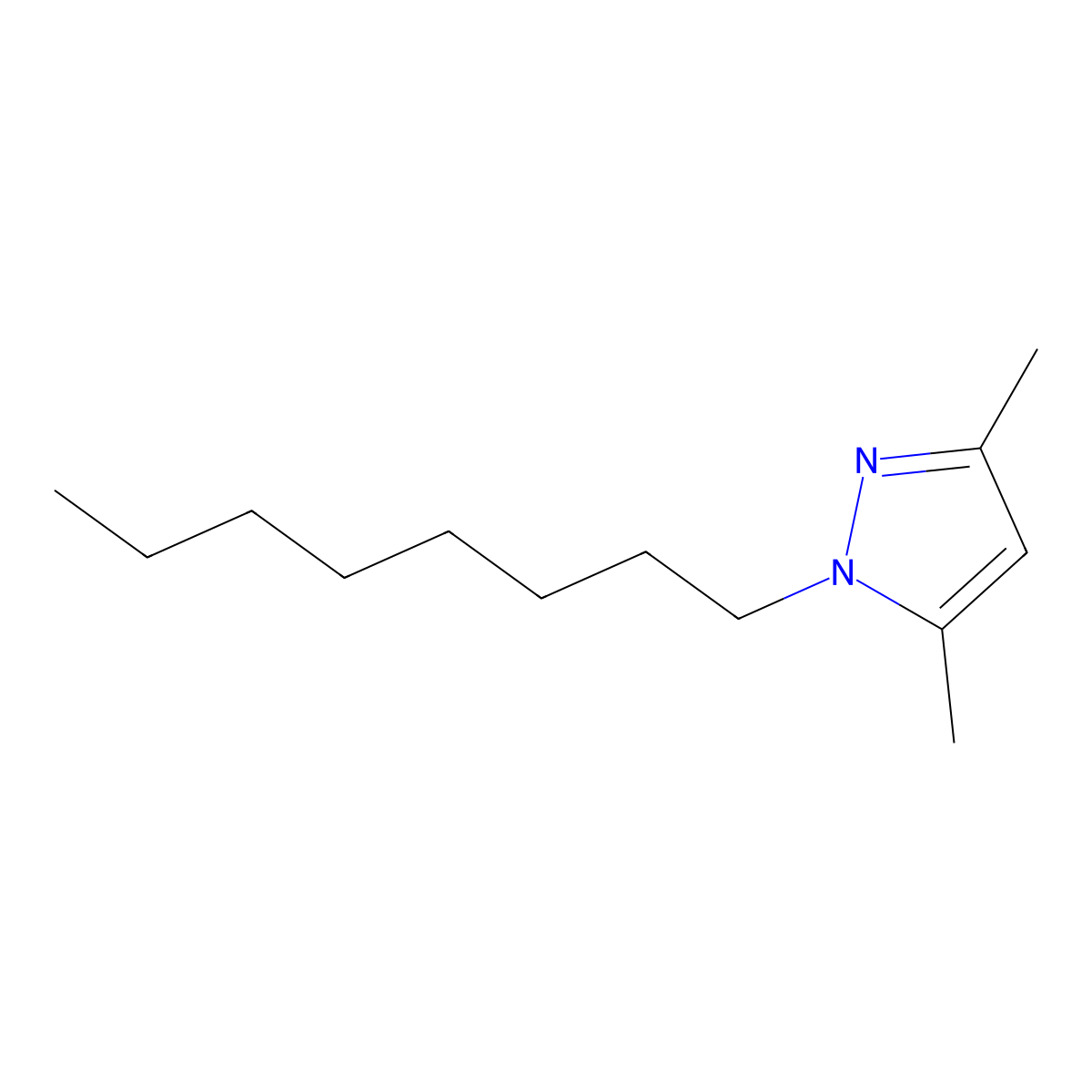 3,5-dimethyl-1-octyl-1H-pyrazole molecular structure, CAS 1138-46-1