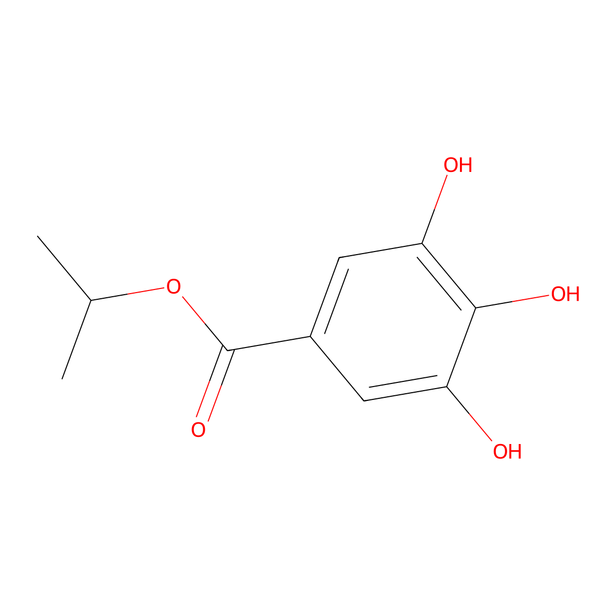 Isopropyl gallate molecular structure, CAS 1138-60-9