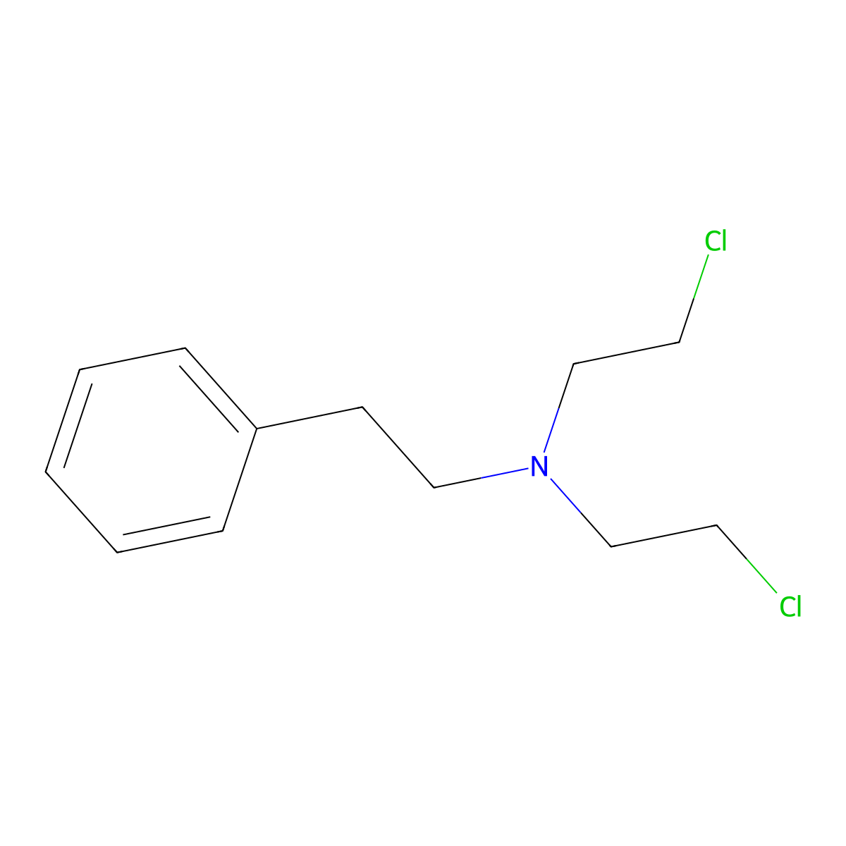 Phenethylamine, N,N-bis(2-chloroethyl)- molecular structure, CAS 1138-79-0