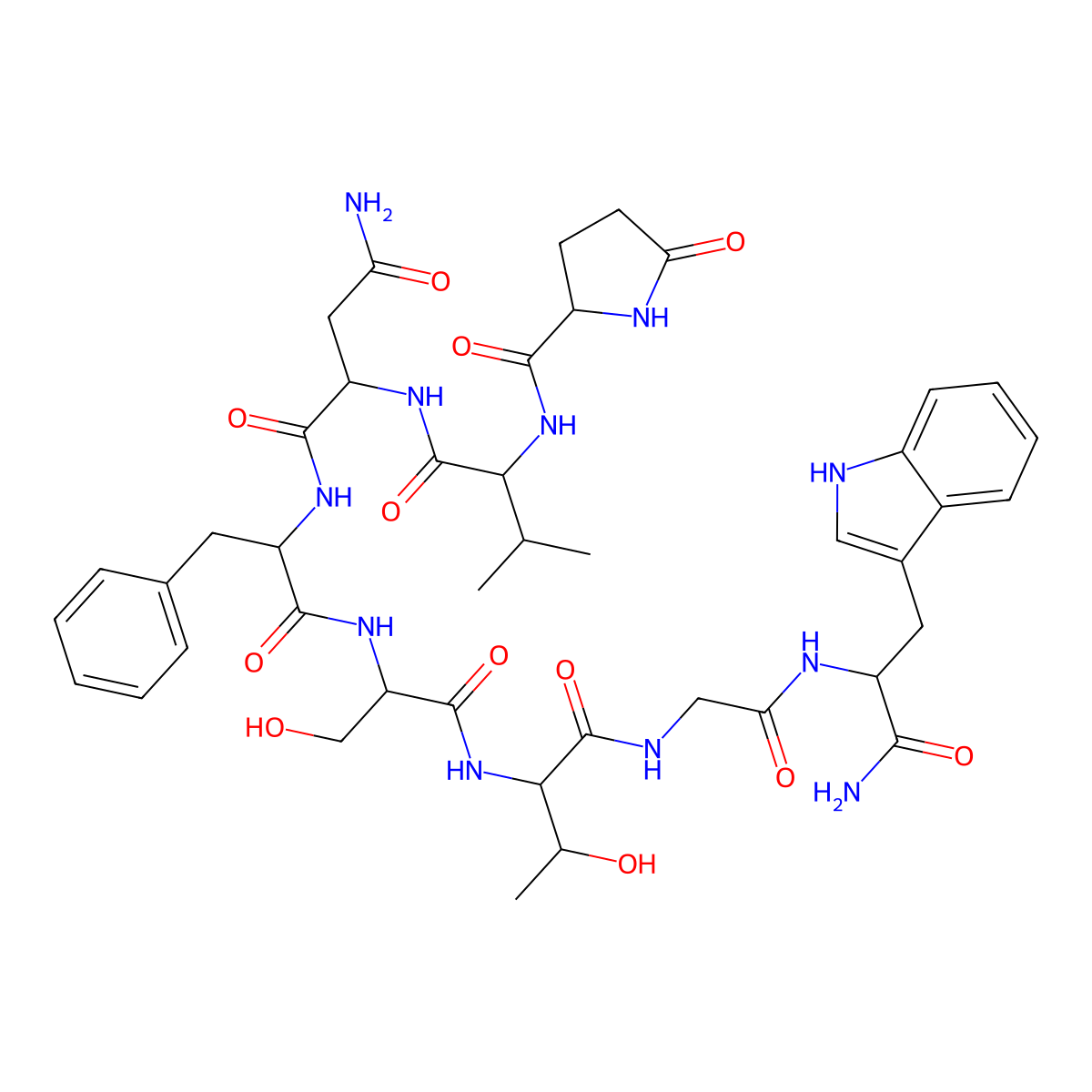 Adipokinetic Hormone G (Gryllus bimaculatus) Pyr-Val-Asn-Phe-Ser-Thr-Gly-Trp-NH2 molecular structure, CAS 113800-65-0
